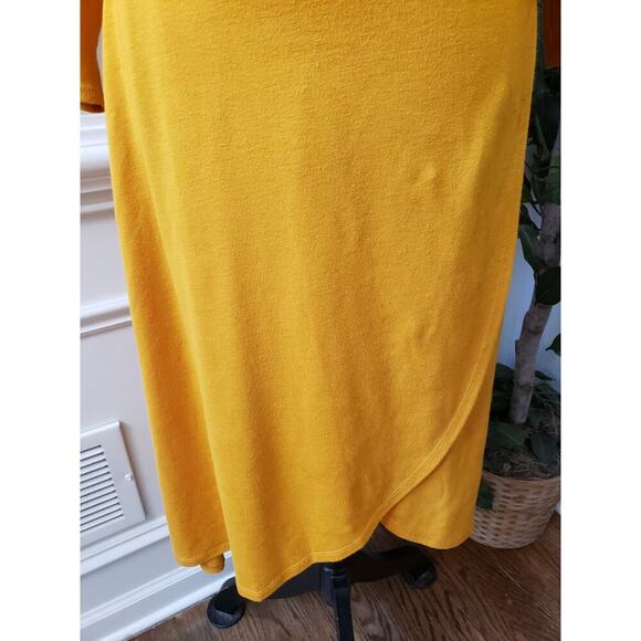 a.n.d Knee Length Dress Womens Small Yellow Long Sleeve V Neck Belted Open Front - Picture 10 of 13